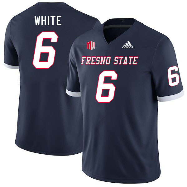 Men #6 Damarrion White Fresno State Bulldogs College Football Jerseys Stitched-Navy